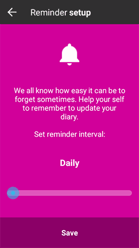 Crie e personalize um lembrete de diário.Create a diary reminder.